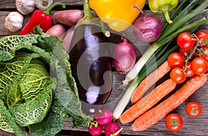 Fresh Organic Vegetable on wood table photo