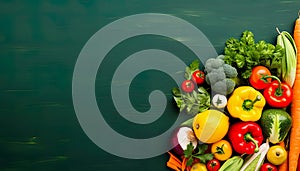 fresh, organic vegetables against a solid background, with ample copy-space for text.