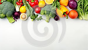 fresh, organic vegetables against a solid background, with ample copy-space for text.