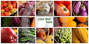 Fresh organic vegetables assortment collage healthy  food