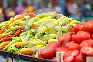 Fresh and organic vegetables and fruits on farmers market or green market. Autumn harvest and heathy eating concept