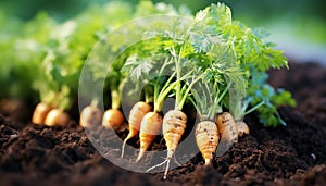 Fresh organic vegetables grown in nature healthy soil generated by AI