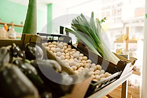 Fresh organic vegetables at a local organic farmer market