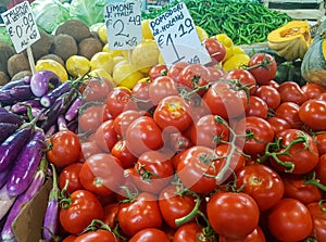 Fresh organic vegetables in a market.