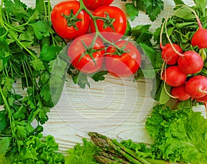 Fresh organic vegetables organic  healthy  nutrition on a wooden background