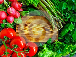 Fresh organic vegetables organic kitchen   healthy  nutrition on a wooden background