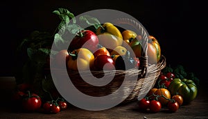 Fresh organic vegetables in rustic wicker basket for healthy eating generated by AI
