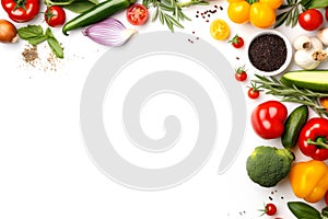 Fresh organic vegetables on white background
