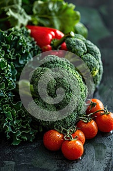 Fresh Organic Vegetables on Wooden Surface in Natural Light