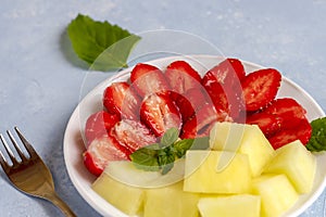 Fresh Organic Vegetarian Fruit Salad on a plate