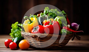 Fresh organic veggies in basket, ready for cooking, AI Generated