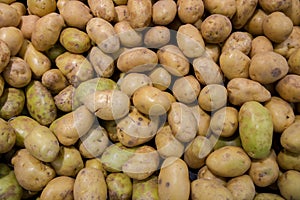 Fresh organic young potatoes sold on market. potatoes raw vegetables food pattern in market. Fresh organic potato stand out among