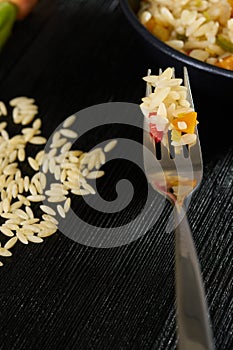 Fresh Orzo Salad With carrots, leeks, red and green pepper.