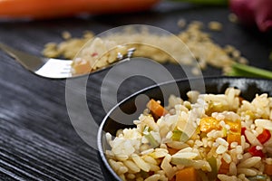 Fresh Orzo Salad With carrots, leeks, red and green pepper.