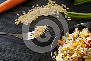 Fresh Orzo Salad With carrots, leeks, red and green pepper.