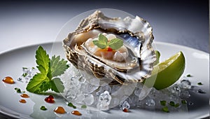 fresh oysters on ice luxury delicacy delicious