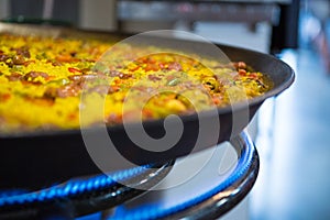 Fresh paella being cooked