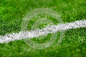 Fresh painted sideline on soccer field