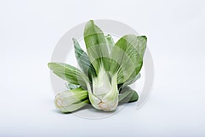 Fresh pakchoi on a plastic cutting board