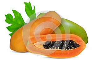 Fresh Papaya fruit isolated on white background