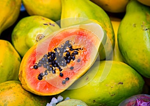 Fresh papaya at a market