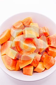 Fresh papaya slices on plate