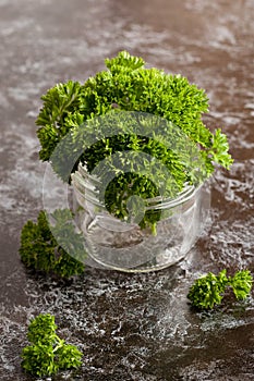 Fresh parsley in a jar, greens