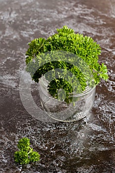 Fresh parsley in a jar, greens