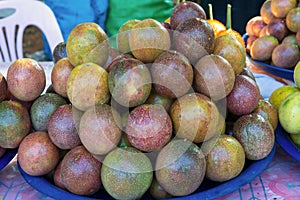 Fresh passion fruit in the market.