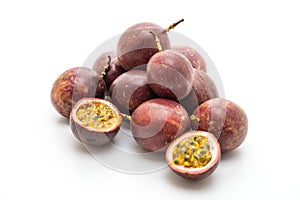 fresh passion fruit on white background