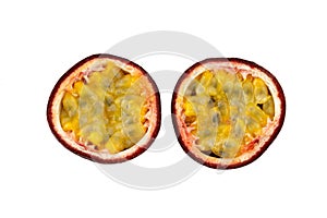 Fresh passion fruit on white background