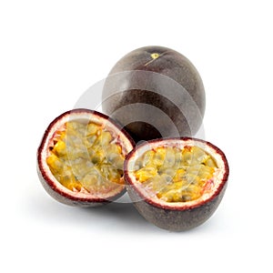 Fresh passion fruit on white background