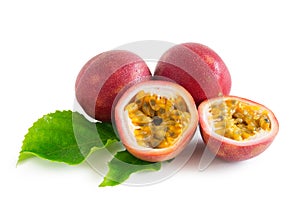 Fresh passionfruit isolated on white background with clipping pa