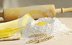 Fresh pasta with flour and egg