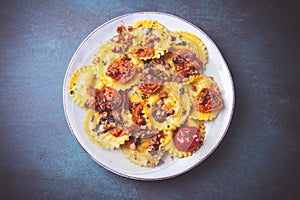 Fresh Pasta with fresh tomatoes and bacon