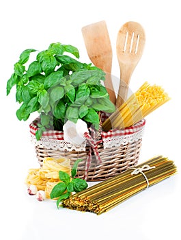 Fresh pasta and italian ingredients