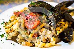 Fresh pasta with seafood.mediterranean cuisine