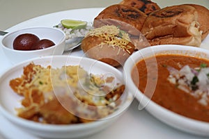 Fresh Pav Bhaji and Gulab Jamun. Favorite Indian Food.