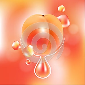 Fresh peach fruit vector. Realictyc image.