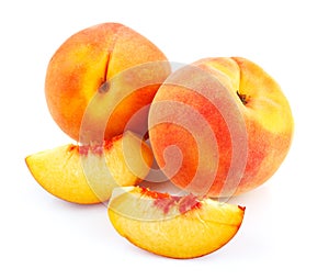 Fresh peach fruits with cut