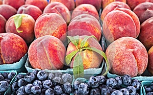 Fresh peaches and blueberries