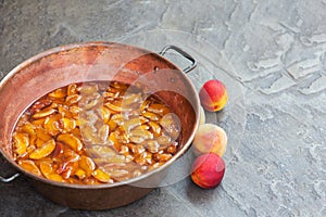 Fresh peaches and home-made jam from peaches