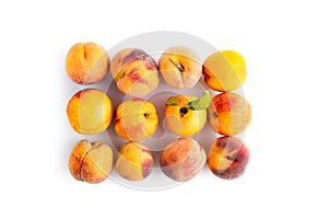 Fresh peaches and nectarines isolated on white