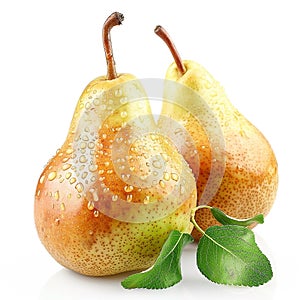 Fresh pears isolated background white background. Pearpear, pear fruit, pear on white, asian pear photo