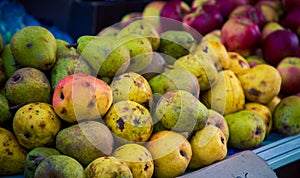 Fresh pears at a market