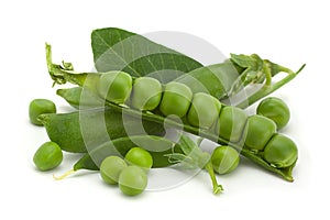 Fresh peas with bean on white