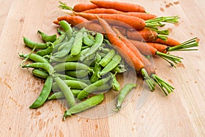 Fresh peas and carrots from the garden