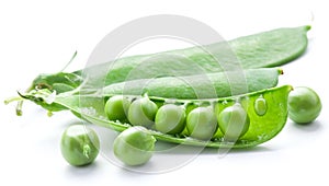 Fresh peas are contained within a pod.