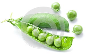 Fresh peas are contained within a pod.