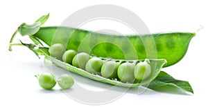 Fresh peas are contained within a pod.